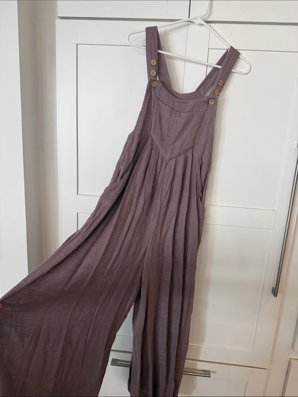 Free People mauve-wide linen blend jumpsuit